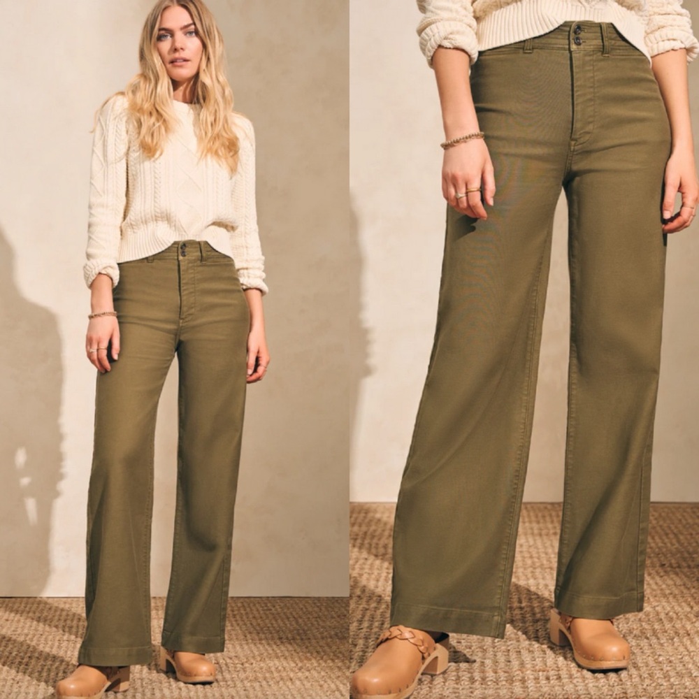 Faherty Stretch Terry Patch Pocket Pant Military Olive Womens Size 30